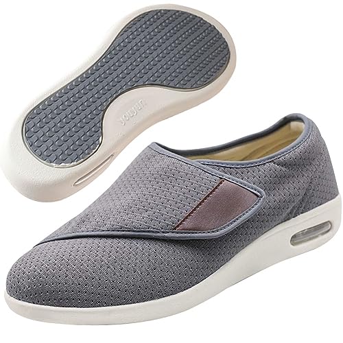 Möge Diabetiker Schuhe Herren Verbandsschuhe Sommerschuhe Schuhe mit Klettverschluss alte Schuhe rote und geschwollene Schuhe mit Daumen Valgus Gesundheitsschuhe(Color:Gray,Size:36 EU) von Möge