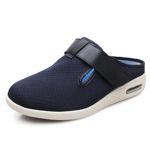 Möge Diabetikerschuhe Extra Weit Herren Luftkissen Offener Zeh Senioren Schuhe mit Klettverschluss Orthopädische Sneaker Herrenschuhe Hoher Spann(Blue,43 EU) von Möge