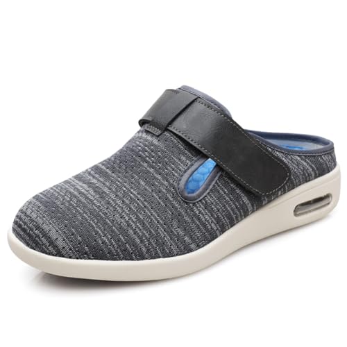 Möge Diabetikerschuhe Extra Weit Herren Luftkissen Offener Zeh Senioren Schuhe mit Klettverschluss Orthopädische Sneaker Herrenschuhe Hoher Spann(DarkGrey,40.5 EU) von Möge