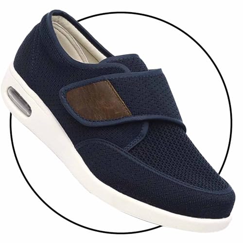 Möge Extra Breit Leicht Schuhe Breit Herren Trekkingschuhe Wasserdicht Outdoor Schuhe Atmungsaktiv Wanderhalbschuhe rutschfeste Slip-on Wanderschuhe für Herren Sneaker(Blue,46 EU) von Möge