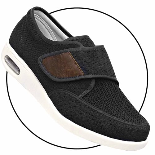 Möge Extra Breit Leicht Schuhe Breit Herren Trekkingschuhe Wasserdicht Outdoor Schuhe Atmungsaktiv Wanderhalbschuhe rutschfeste Slip-on Wanderschuhe für Herren Sneaker(Black,45 EU) von Möge