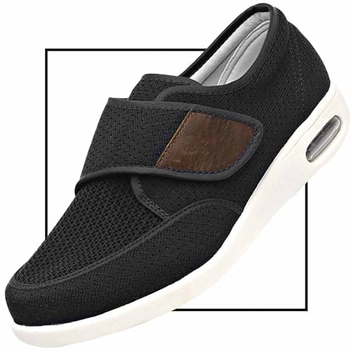 Möge Freizeitschuhe Herren Breite Mokassins Slipper Herren Slip On Fahren Schuhe Leicht Weich Loafers Handgefertigt Flache Business Schuhe Breite Füße Schuhe Herren(Black,45 EU) von Möge