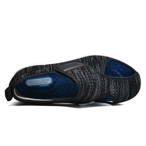 Möge Hausschuhe für Geschwollene FüßE Offener Zeh Senioren Herren Klettverschluss Verbandschuhe Damen Diabetiker Extra Weit(BlackGrey,41 EU) von Möge