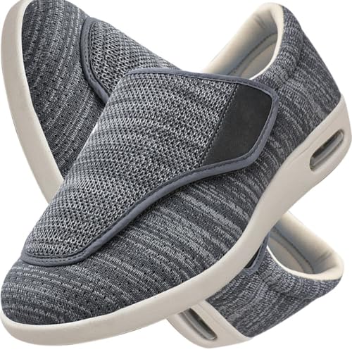 Möge Herren Diabetiker Wanderschuhe Ödem-Schuhe für Geschwollene Füße Fußgewölbe Unterstützung Orthopädische Sneaker Atmungsaktive und Bequeme Schuhe (Color : Darkgrey, Size : 40 EU) von Möge