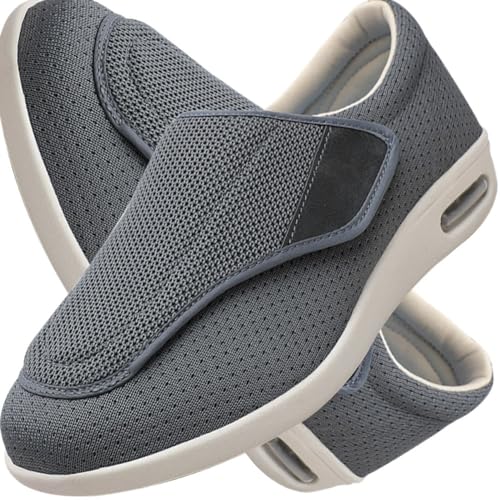Möge Herren Diabetiker Wanderschuhe Ödem-Schuhe für Geschwollene Füße Fußgewölbe Unterstützung Orthopädische Sneaker Atmungsaktive und Bequeme Schuhe (Color : Gray, Size : 37 EU) von Möge