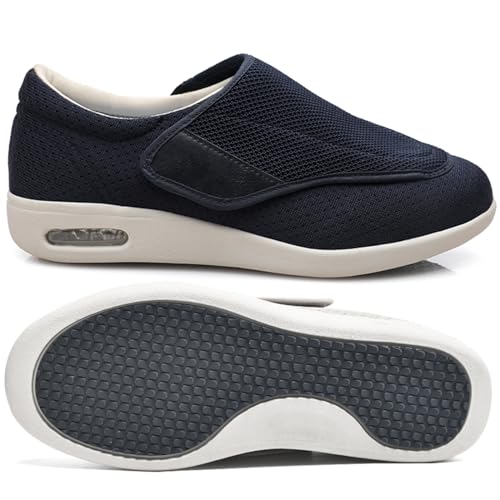 Möge Herren Diabetiker ödeme Schuhe Herren Diabetiker Wanderschuhe Ödem-Schuhe für Geschwollene Füße Fußgewölbe Unterstützung Orthopädische Sneaker (Color : Blue, Size : 35 EU) von Möge