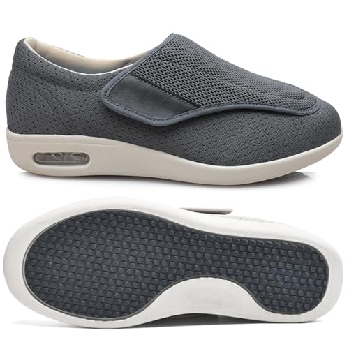 Möge Herren Diabetiker ödeme Schuhe Herren Diabetiker Wanderschuhe Ödem-Schuhe für Geschwollene Füße Fußgewölbe Unterstützung Orthopädische Sneaker (Color : Gray, Size : 40.5 EU) von Möge