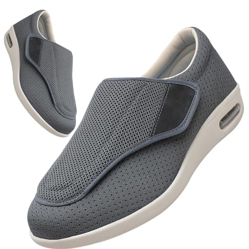 Möge Herren Diabetiker ödeme Schuhe Weit Hausschuhe Diabetikerschuhe für Herren Diabetiker Hausschuhe für Geschwollene Füße Senioren Diabetiker Schuhe Herren(Color:Gray,Size:41 EU) von Möge