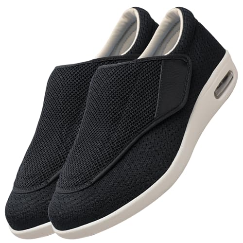 Möge Herren Schuhe mit Klettverschluss Orthopädische Turnschuhe Herren Diabetikerschuhe Schuhe für die Pflege von diabetischen Fußpatienten Rehabilitationsschuhe(Color:Black,Size:38 EU) von Möge