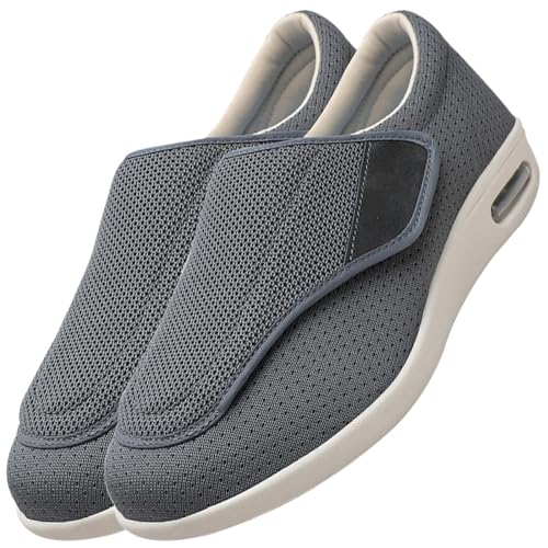 Möge Herren Schuhe mit Klettverschluss Orthopädische Turnschuhe Herren Diabetikerschuhe Schuhe für die Pflege von diabetischen Fußpatienten Rehabilitationsschuhe(Color:Gray,Size:44.5 EU) von Möge