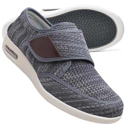 Möge Herren Slip On Schuhe Leicht Freizeitschuhe Extra Breit Leicht rutschfeste Outdoor Schuhe Atmungsaktiv Freizeitschuhe Slip-on Walkingschuhe Weit Herren Sneaker(Dark Gray,48 EU) von Möge