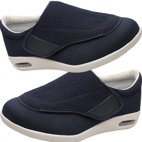 Möge Herren Slip on Sneakers Extra Weite Bequeme Turnschuh Casual Sportschuhe Freizeit-Bootsschuhe Leicht Walkingschuhe Atmungsaktiv Breite Slipper Schuhe(Blue,46 EU) von Möge