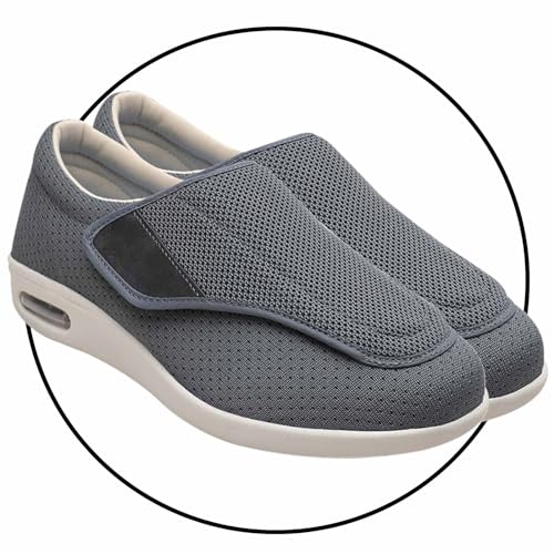 Möge Herren Weit Offene Diabetiker Sandalen Orthopädische mit Klettverschluss Verstellbare Gesundheitsschuhe Verbandschuhe bei geschwollene Füße Ödeme Hausschuhe(Color:Gray,Size:39 EU) von Möge