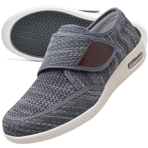 Möge Herrenschuhe Hoher Spann Luftkissen Schlupfschuhe Slip On Loafer für Herren Mokassins Herren Extra Breit Leicht mit Fußgewölbestütze Schlappen Slip-On Schuhe(Dark Gray,44.5 EU) von Möge