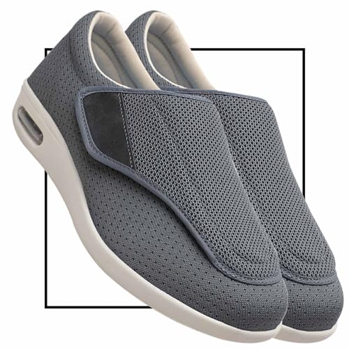 Möge Orthopädische Schuhe Herren Breit Diabetiker Schuhe Schlüpfen Schuhe für Breite Füße Schuhe für Geschwollene Füße Senioren Schuhe mit Klettverschluss Schuhe Herren(Color:Gray,Size:40.5 EU) von Möge