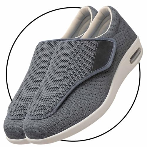 Möge Orthopädische Schuhe zum Gehen Sandalen Herren Rehaschuhe Klettverschluss Verbandsschuhe Hausschuhe Weit Diabetiker Schuhe Erwachsene Gesundheitsschuhe Therapieschuhe(Color:Gray,Size:36 EU) von Möge