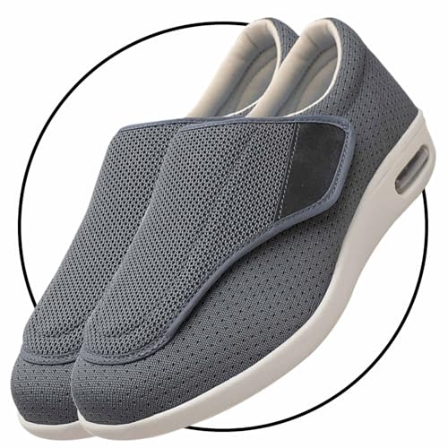 Möge Orthopädische Schuhe zum Gehen Sandalen Herren Rehaschuhe Klettverschluss Verbandsschuhe Hausschuhe Weit Diabetiker Schuhe Erwachsene Gesundheitsschuhe Therapieschuhe(Gray,41 EU) von Möge