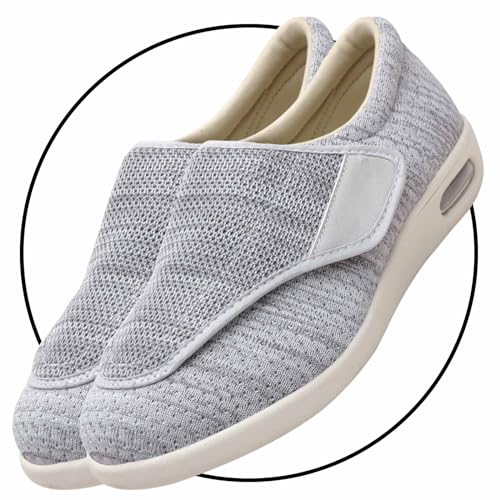Möge Orthopädische Schuhe zum Gehen Sandalen Herren Rehaschuhe Klettverschluss Verbandsschuhe Hausschuhe Weit Diabetiker Schuhe Erwachsene Gesundheitsschuhe Therapieschuhe(LightGrey,43.5 EU) von Möge