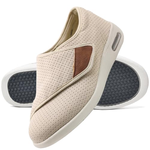 Möge Orthopädische Turnschuhe Schuhe Herren Sneaker Ohne Schnuersenkel Slip-on Schuhe Medizinische Schuhe Rehaschuhe Fitness Outdoor Schlüpfen Schuhe(Beige,48 EU) von Möge