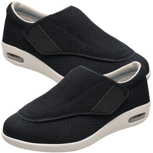 Sandalen für Geschwollen Füße Slip On Sneakers Herren Walkingschuhe Extra Weit Business Walkingschuhe Sportschuhe Leichte Laufschuhe Atmungsaktive (Color : Black, Size : 37 EU) von Möge