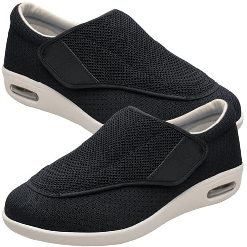 Sandalen für Geschwollen Füße Slip On Sneakers Herren Walkingschuhe Extra Weit Business Walkingschuhe Sportschuhe Leichte Laufschuhe Atmungsaktive (Color : Black, Size : 43 EU) von Möge