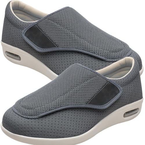 Möge Sandalen für Geschwollen Füße Slip On Sneakers Herren Walkingschuhe Extra Weit Business Walkingschuhe Sportschuhe Leichte Laufschuhe Atmungsaktive (Color : Gray, Size : 42 EU) von Möge