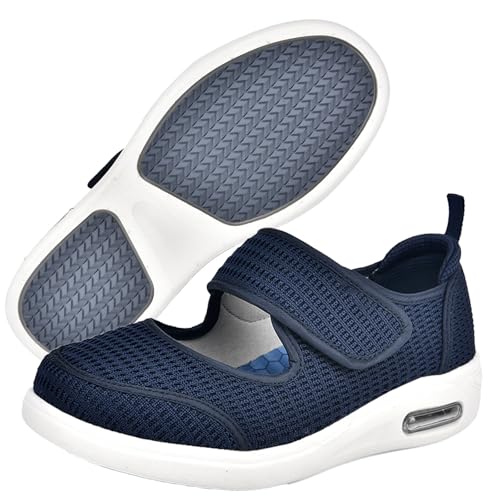 Möge Schuhe für Hallux Valgus Damen Senioren Extra Weit Stiefeletten Breite FüßE Hausschuhe Medizinische Damenschuhe(Blue,40.5 EU) von Möge