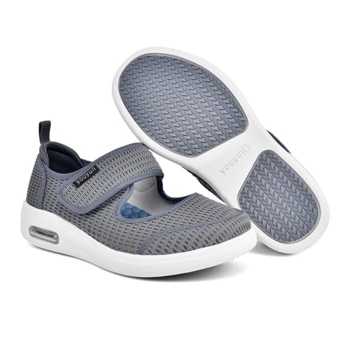 Möge Schuhe für Hallux Valgus Damen Senioren Extra Weit Stiefeletten Breite FüßE Hausschuhe Medizinische Damenschuhe(Gray,40 EU) von Möge