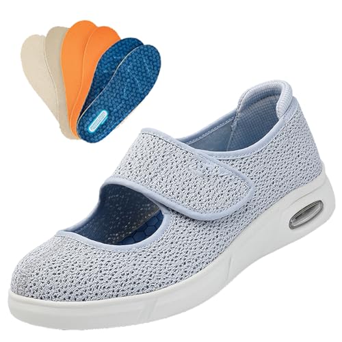 Möge Senioren Schuhe Damen Verbandschuh Gesundheitsschuhe Diabetiker Hallux Valgus Extra Weit Medizinische Damenschuhe Klettverschluss(Gray,36 EU) von Möge