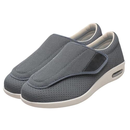 Möge Senioren Schuhe Mit Klettverschluss Herren Diabetiker Hausschuhe Extra Breite Diabetiker Schuhe Arthritis Ödem Geschwollene Füße Schuhe(Color:Gray,Size:39 EU) von Möge