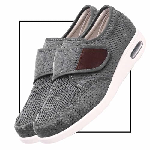 Möge Senioren Schuhe mit Klettverschluss Schuhe Herren Slip On Sneaker Fitness Turnschuhe Atmungsaktiv Ohne Schnürsenkel Walkingschuhe Hand-Free Freizeit Schlupfschuhe für Gym(Gray,43 EU) von Möge