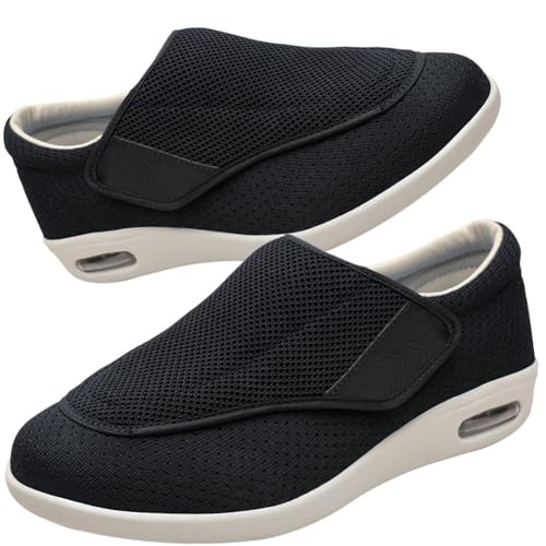 Möge Slip On Sneaker Herren Extra Weite Freizeitschuhe für Plantarfasziitis Fußschmerzen Turnschuhe rutschfest Walkingschuhe Breit Outdoor Schuhe Bequem Leichte (Color : Black, Size : 40 EU) von Möge