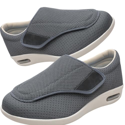 Möge Slip On Sneaker Herren Extra Weite Freizeitschuhe für Plantarfasziitis Fußschmerzen Turnschuhe rutschfest Walkingschuhe Breit Outdoor Schuhe Bequem Leichte (Color : Gray, Size : 37.5 EU) von Möge