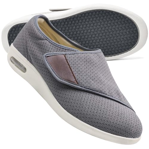 Möge Slip On Sneaker Herren Ohne Schnürsenkel Extra Weit Laufschuhe Herren Joggingschuhe Straßenlaufschuhe Atmungsaktiv Sportschuhe Fitnessstudio rutschfest Turnschuhe(Gray,43 EU) von Möge
