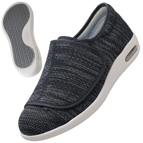 Möge Slip On Sneaker Herren Ohne Schnürsenkel Herren Walkingschuhe Extra Weit Sportschuhe Leichte Laufschuhe Atmungsaktive Jogging Fitness Outdoor Gym Schlüpfen Schuhe(BlackGrey,42 EU) von Möge