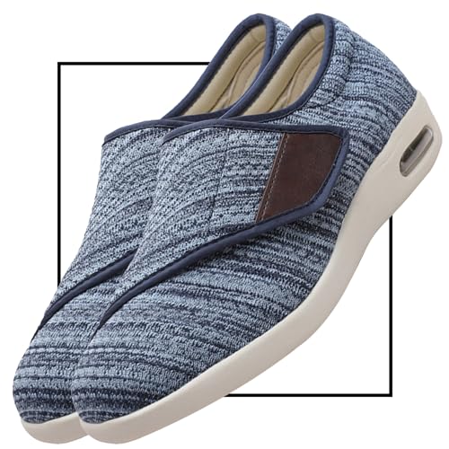 Möge Sneaker Herren Schuhe Arthritisödeme Laufschuhe Turnschuhe Herren Luftpolster Ödemschuhe Walkingschuhe Leichtgewichts Atmungsaktiv Freizeit Straßenlaufschuhe Schlüpfen Schuhe(LightBlue,47 EU) von Möge