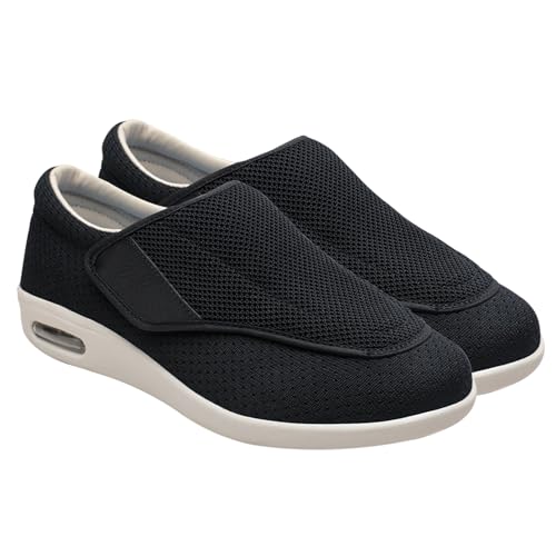 Möge Turnschuhe Mit Klettverschluss Diabetiker Schuhe Herren Orthopädische Hausschuhe Extra Weit Freizeitschuhe Hallux Orthopädische Schuhe Herren(Color:Black,Size:46 EU) von Möge