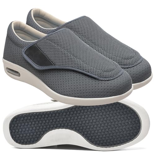 Orthopädische Turnschuhe Herren Diabetikerschuhe Schuhe für die Pflege von diabetischen Fußpatienten Rehabilitationsschuhe für Fußverletzungen Gesundheitsschuh für Senioren ( Color : Gray , Size : 47 von Möge