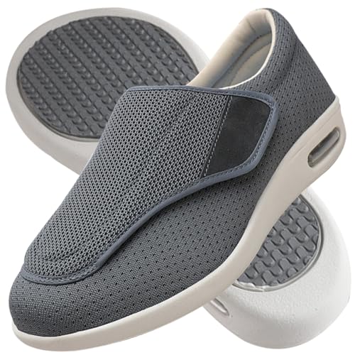 Plantarfasziitis Schuhe Herren breite Passform Walkingschuhe für Diabetiker orthopädische geschwollene Füße Unterstützung leicht bequem und atmungsaktiv für drinnen und draußen ( Color : Gray , Size : von Möge