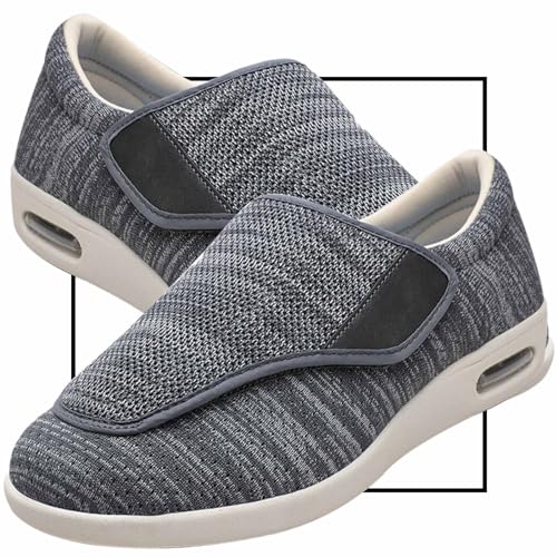 Möge Slip On Loafer für Herren Diabetiker Sandalen Herren Extra Weit Orthopädische Schuhe mit Klettverschluss Verstellbare Gesundheitsschuhe Bequemer Rehaschuhe(DarkGrey,46 EU) von Möge