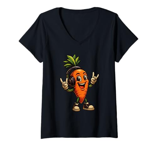 Damen Möhre am Rocken | Süßes Möhrenmotiv mit Pommesgabel T-Shirt mit V-Ausschnitt Damen Möhre am Rocken | Süßes Möhrenmotiv mit Pommesgabel T-Shirt mit V-Ausschnitt von Möhre Designer Designs