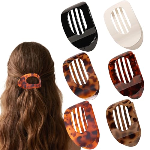 Moerstar 6 Stück Haarklammern Damen, Haarklammer Groß Einfache Elegante Rutschfest Flat Claw Clip Starker Halt Haarspangen für Dickes Dünnes Feines Haar Damen Mädchen (Stil 1) von Moerstar