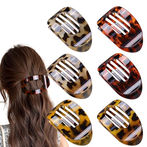 Moerstar 6 Stück Haarklammern Damen, Haarklammer Groß Einfache Elegante Rutschfest Flat Claw Clip Starker Halt Haarspangen für Dickes Dünnes Feines Haar Damen Mädchen (Stil 3) von Moerstar