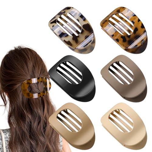 Moerstar 6 Stück Haarklammern Damen, Haarklammer Groß Einfache Elegante Rutschfest Flat Claw Clip Starker Halt Haarspangen für Dickes Dünnes Feines Haar Damen Mädchen (Stil 4) von Moerstar
