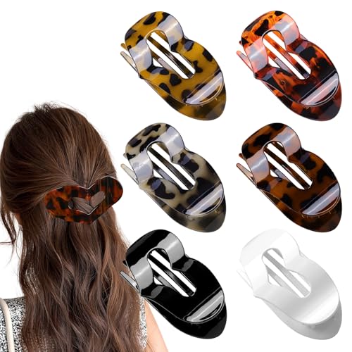 Moerstar 6 Stück Haarklammern Damen, Haarklammer Groß Einfache Elegante Rutschfest Flat Claw Clip Starker Halt Haarspangen für Dickes Dünnes Feines Haar Damen Mädchen (Stil 6) von Moerstar
