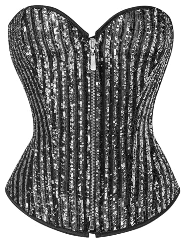 Moessa Damen-Korsett mit Schnürung, Überbrustkorsett, Bustier, Dessous, Bodyshaper, Schwarz 3, XX-Large von Moessa