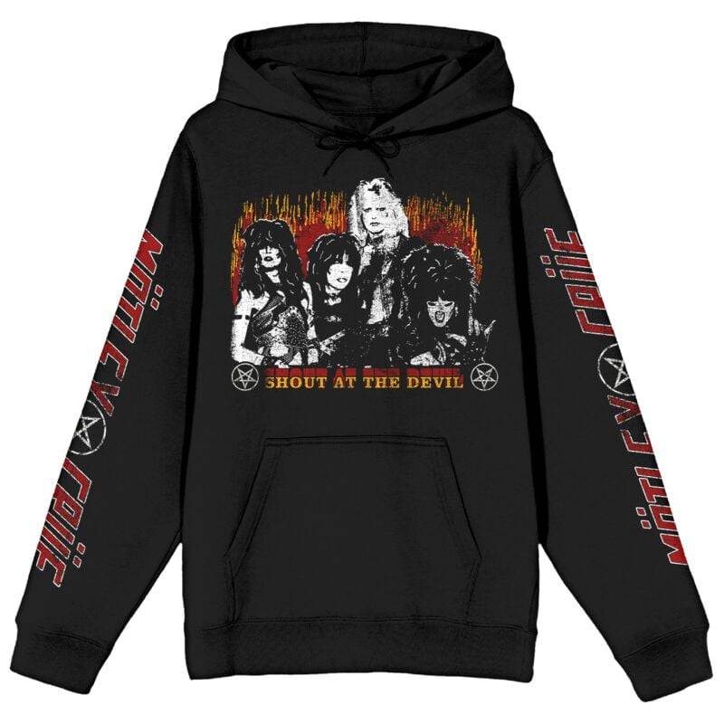 Mötley Crüe Kapuzenpullover - Shout At The Devil Flame - S bis XXL - für Männer - Größe L - schwarz  - Lizenziertes Merchandise! von Mötley Crüe