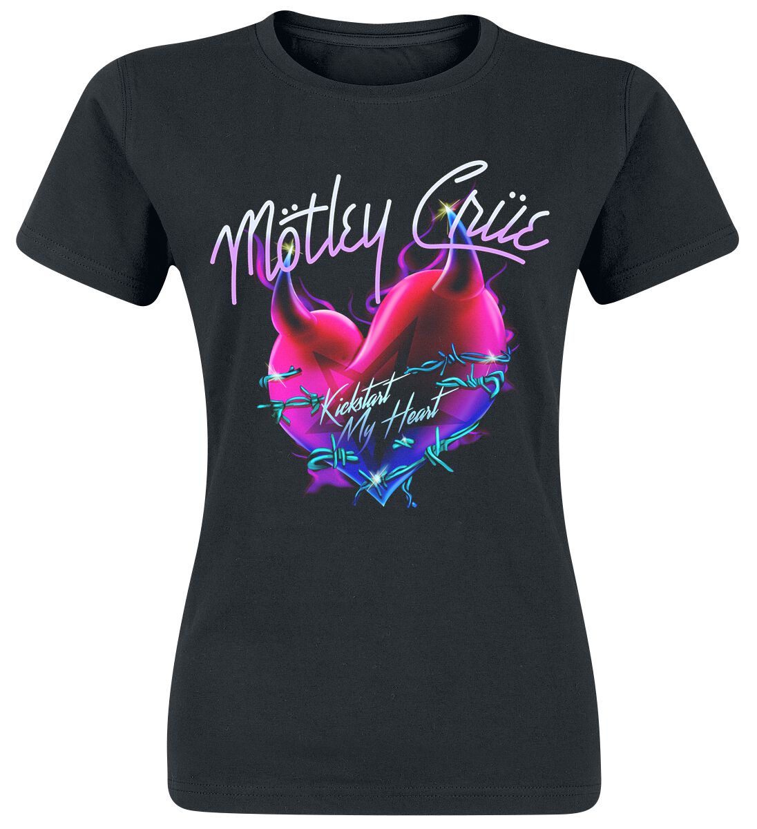 Mötley Crüe T-Shirt - Kick Start - S bis XXL - für Damen - Größe XXL - schwarz  - Lizenziertes Merchandise! von Mötley Crüe