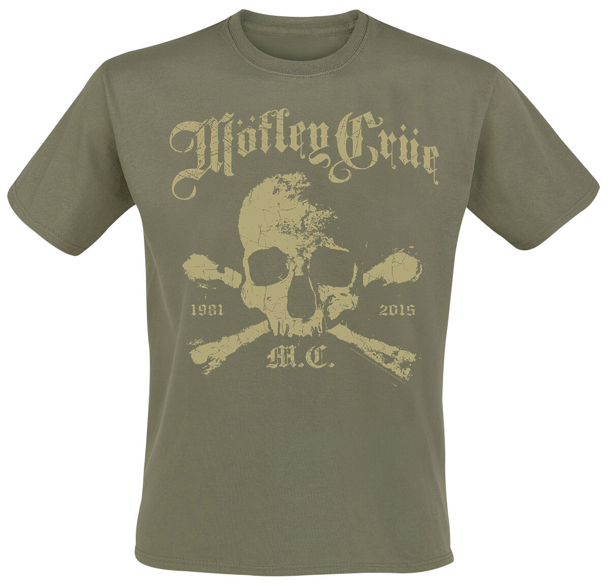 Mötley Crüe T-Shirt - Orbit Skull - S bis XXL - für Männer - Größe XL - khaki  - Lizenziertes Merchandise! von Mötley Crüe