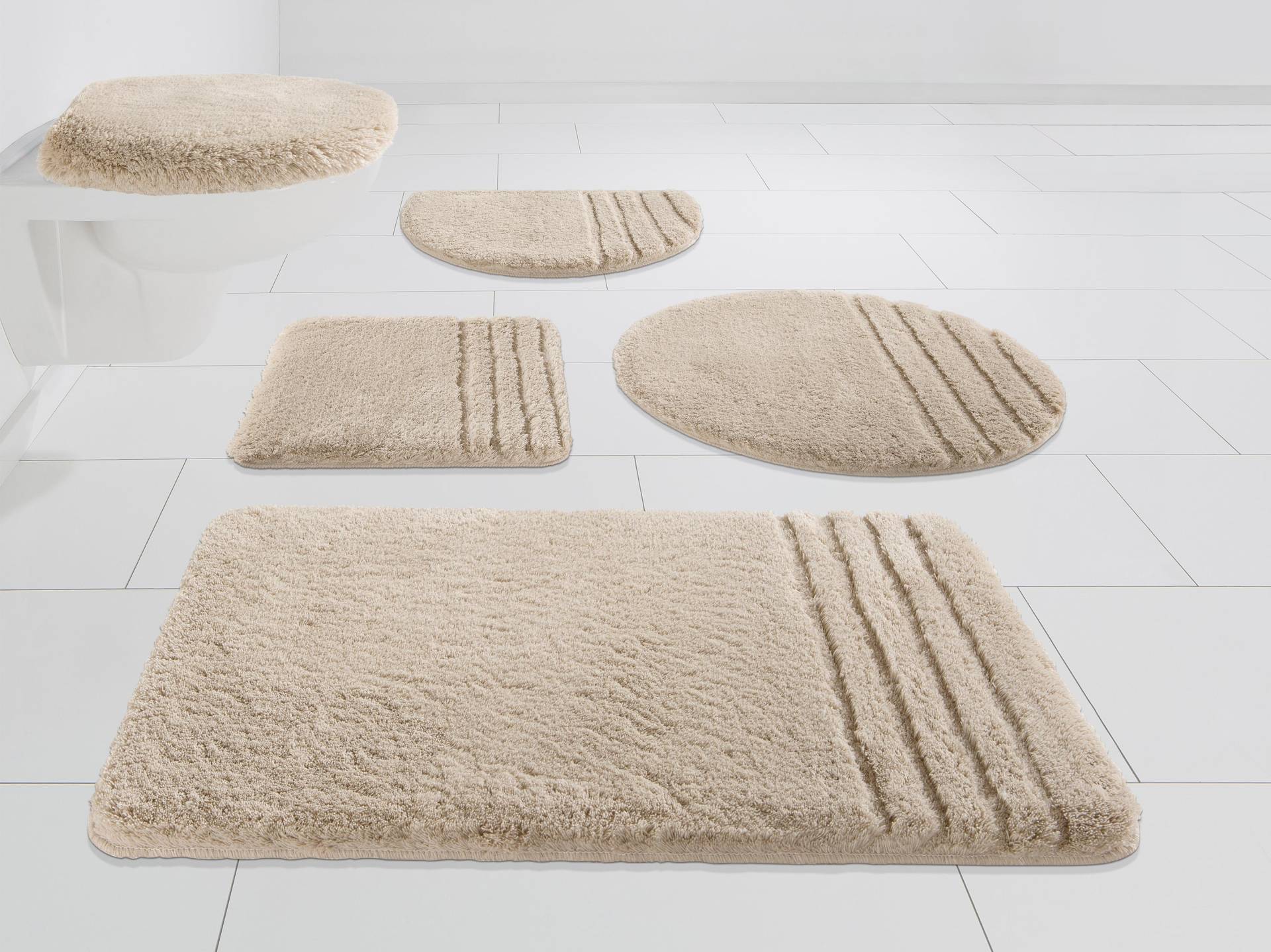 Möve Badematte "Loft, Badvorleger, Badezimmer Teppich", rutschhemmend beschichtet, fußbodenheizungsgeeignet-strapazierfähig-schnell trocknend, Badteppich, Badematten auch als 2 teiliges Set & rund von Möve